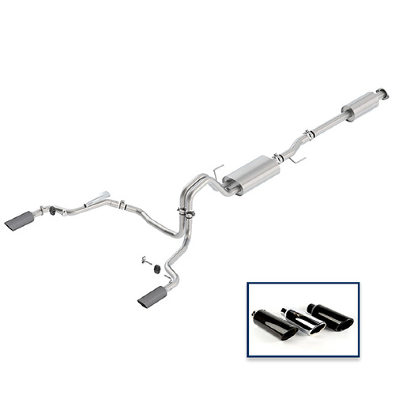 Ford F-150 Performance Exhaust - Rear - Ford Racing - Touring Cat-Back System - Carbon Fiber - `15-`18